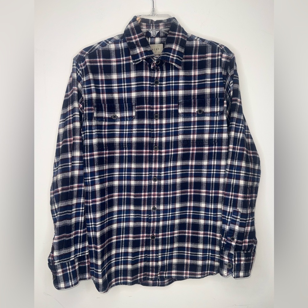 Jachs Heavyweight thick men's medium Plaid flannel shirt 100% cotton warm winter